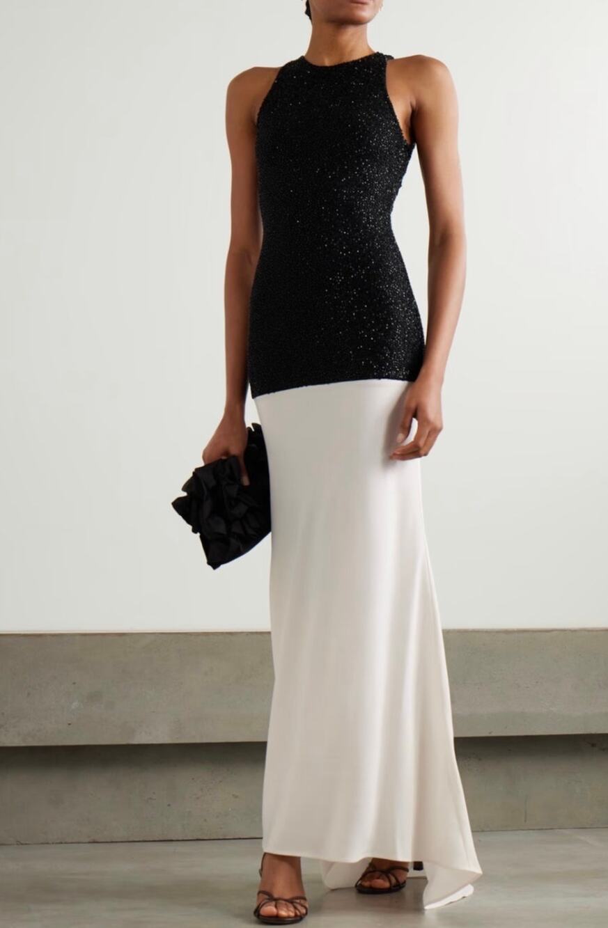 Staud Gabrielle Beaded Crepe Gown Size Small